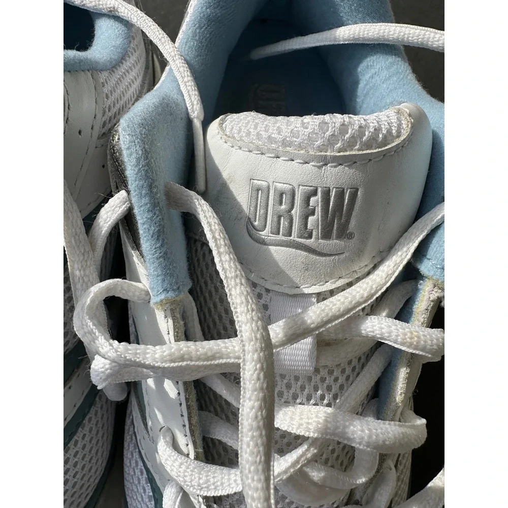 Drew Women's Walking Shoes‎ White Blue Mesh Leather Athletic Sneakers size 8W